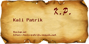 Kali Patrik névjegykártya